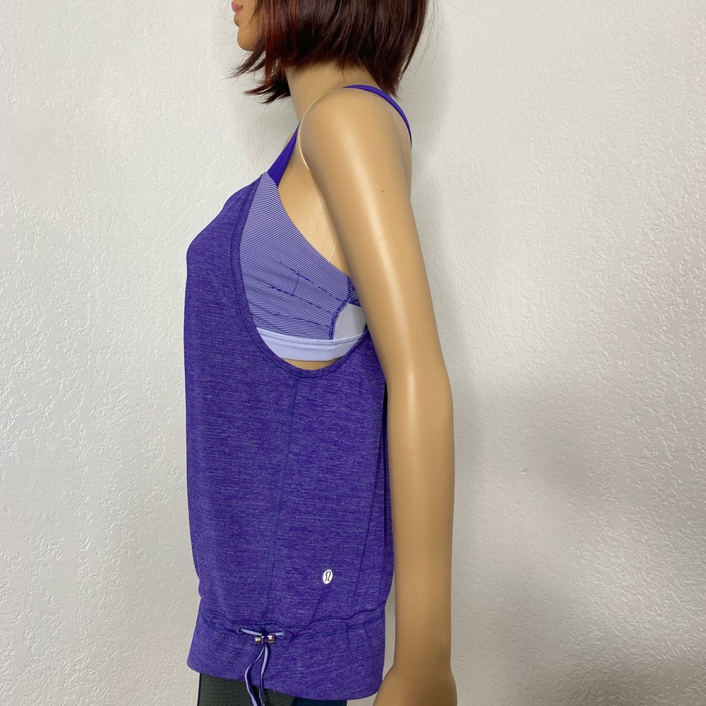 Lululemon Rest Less Tank Top Built In Bra Light Purple Stripe Women’s Size 6 EUC - Picture 3 of 9